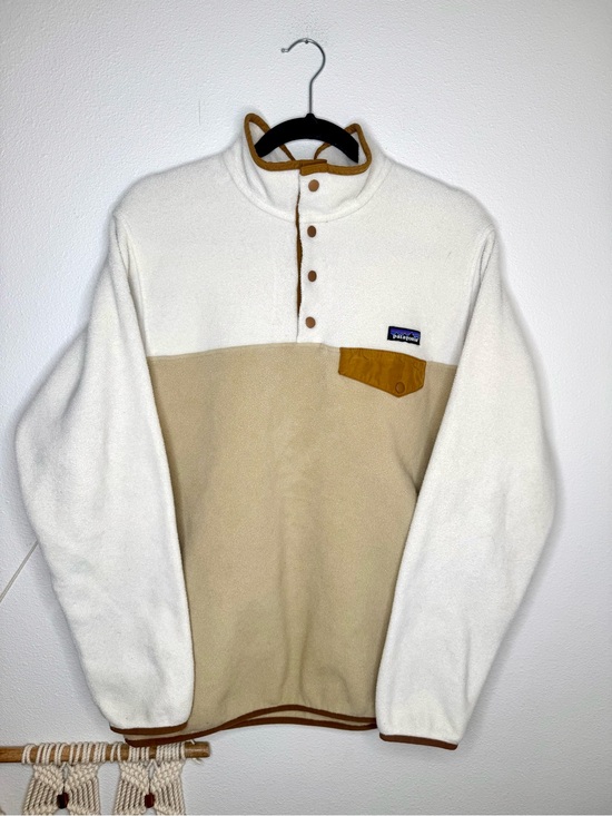 Patagonia Jackets & Blazers - Patagonia Synchilla Fleece Cream Tan Camel Snap-T Colorblack Half Snap Women’s